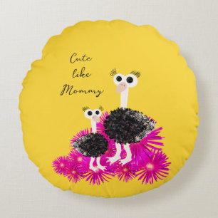 Cute ostriches  round cushion