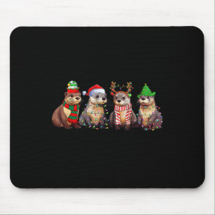 Cute Ot-ter Christmas Pajama Funny Xmas Lights Ani Mouse Pad