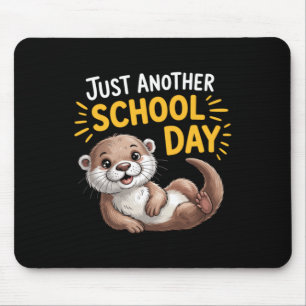 Cute Otter Another School Day Cartoon Design Mouse Pad