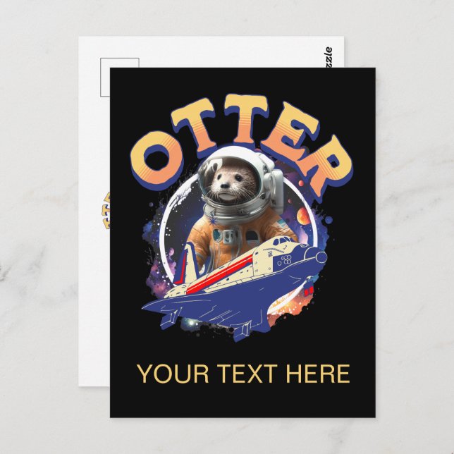 Cute Otter Astronaut Outer Space Shuttle Cadet Postcard (Front/Back)
