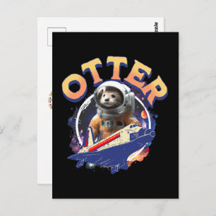 Cute Otter Astronaut Outer Space Shuttle Cadet Postcard