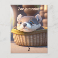 Cute otter baby in a basket - Kids Birthday