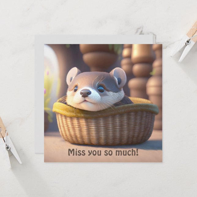 Cute otter baby in a basket - personalizable (Front/Back In Situ)