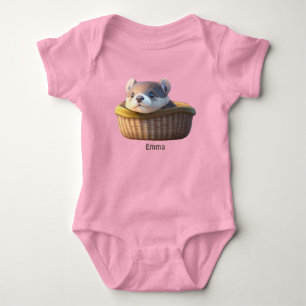 Cute otter baby in a basket - personalizable bodysuit