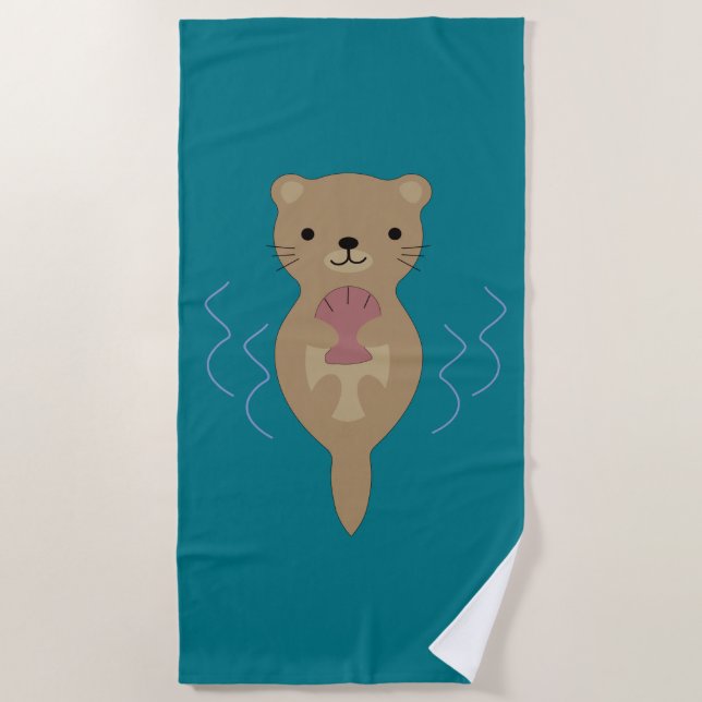 Cute Otter  Beach Towel (Front)