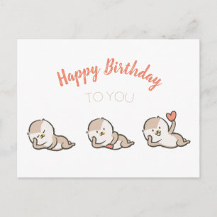 cute otter birthday post card
