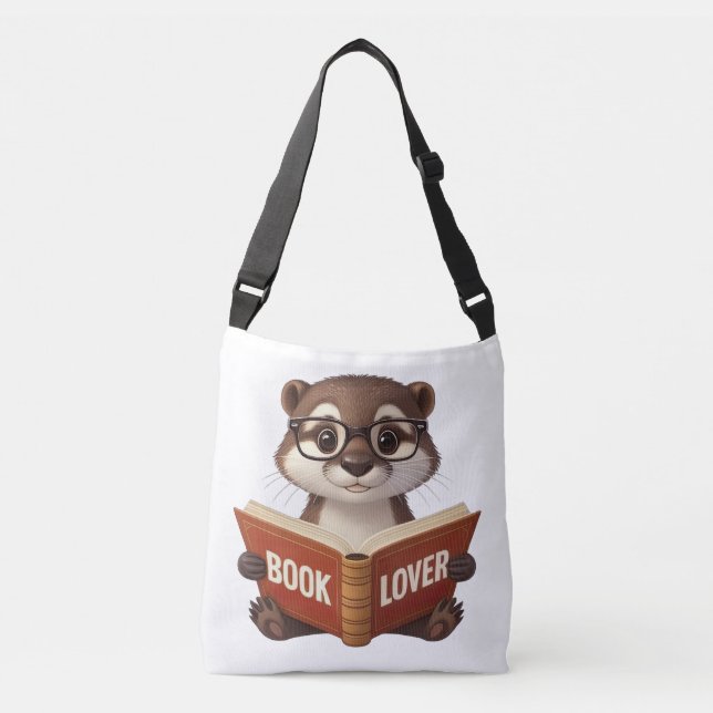 Cute Otter Book Lover Crossbody Bag (Front)