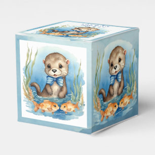 Cute Otter Boy Baby Shower Favour Box