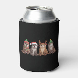 Cute Otter Christmas Funny Xmas Lights Animal Can Cooler