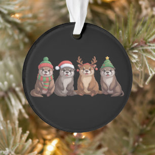 Cute Otter Christmas Funny Xmas Lights Animal  Ornament