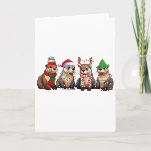 Cute Otter Christmas Pajama Funny Xmas Lights Anim Card