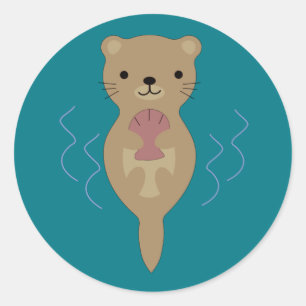 Cute Otter Classic Round Sticker