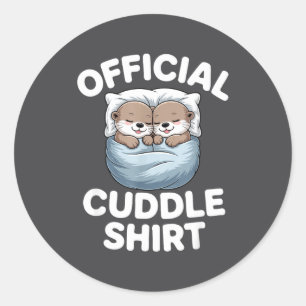 Cute Otter Couple Cozy Cuddle Classic Round Sticker