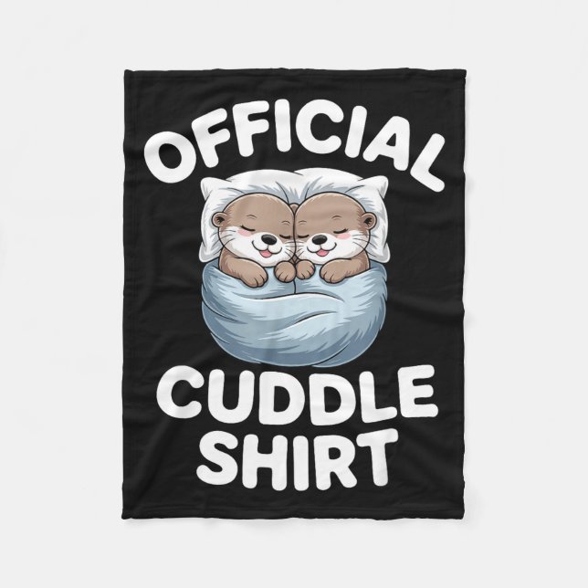 Cute Otter Couple Cozy Cuddle  Fleece Blanket (Front)