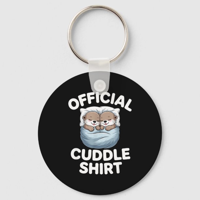 Cute Otter Couple Cozy Cuddle  Key Ring (Front)