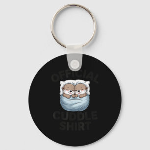 Cute Otter Couple Cozy Cuddle  Key Ring