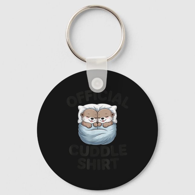 Cute Otter Couple Cozy Cuddle  Key Ring (Front)