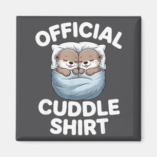 Cute Otter Couple Cozy Cuddle  Magnet