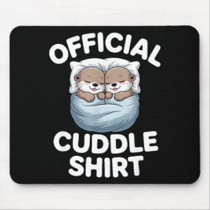 Cute Otter Couple Cozy Cuddle Mouse Pad