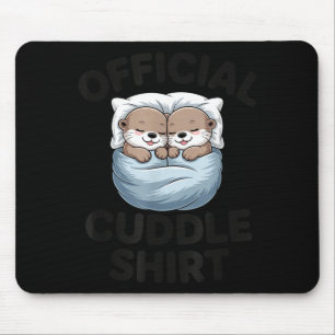 Cute Otter Couple Cozy Cuddle  Mouse Pad