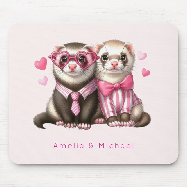 Cute Otter Couple in Love Mouse Pad (Front)