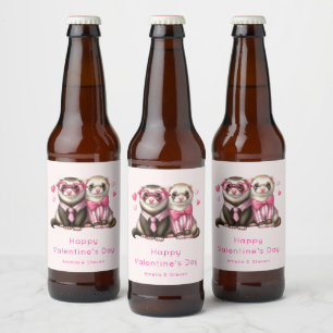 Cute Otter Couple in Love Valentine's Day Beer Bottle Label