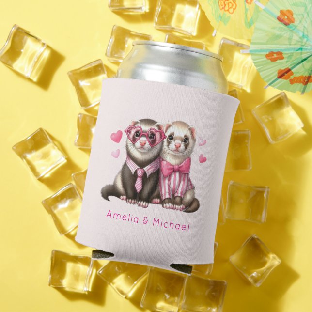 Cute Otter Couple in Love Valentine's Day Can Cooler (In Situ Summer)