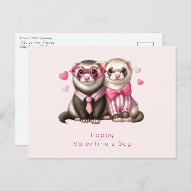 Cute Otter Couple in Love Valentine's Day Holiday Postcard (Front/Back)