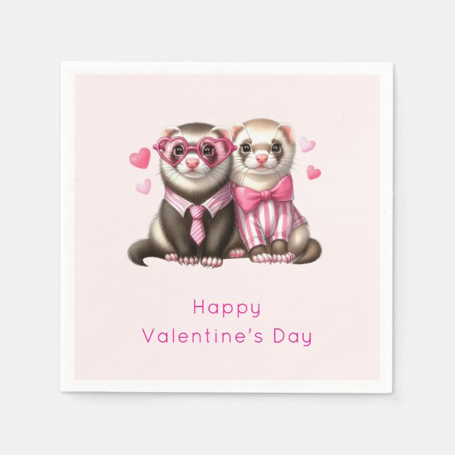 Cute Otter Couple in Love Valentine's Day Napkin (Front)