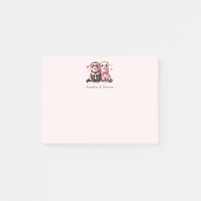 Cute Otter Couple in Love Valentine's Day Post-it Notes (Front)