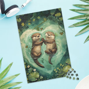 Cute Otter Couple Love Jigsaw Puzzle