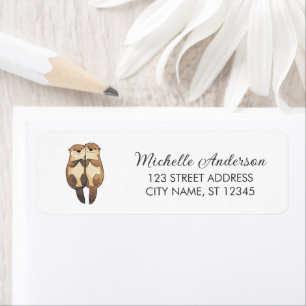 Cute Otter Couple Return Address Animal Love Label