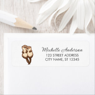 Cute Otter Couple Return Address Animal Love Label