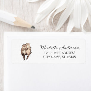 Cute Otter Couple Return Address Animal Love Label