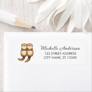 Cute Otter Couple Return Address Animal Love Label