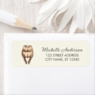 Cute Otter Couple Return Address Animal Love Label