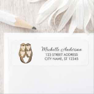 Cute Otter Couple Return Address Animal Love Label