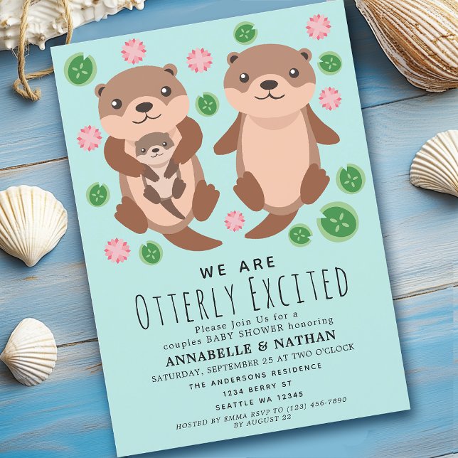 Cute Otter Couples Baby Shower Invitation (Creator Uploaded)