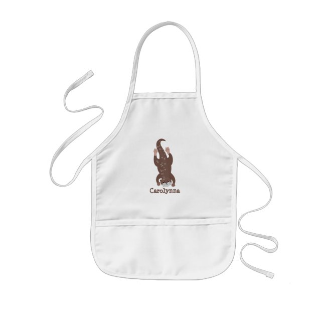 Cute otter diving cartoon illustration kids apron (Front)