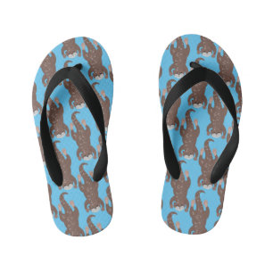 Cute otter diving cartoon illustration kid's thongs
