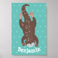 Cute otter diving cartoon illustration