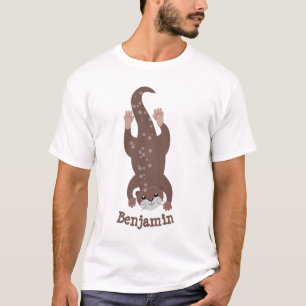 Cute otter diving cartoon illustration T-Shirt
