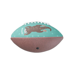 Cute otter diving on teal cartoon illustration football
