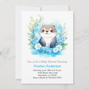 Cute Otter Enchanted Whimsical Boy Baby Shower Invitation