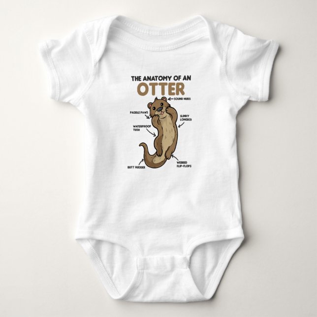 Cute Otter Explanation Anatomy Of An Otter Baby Bodysuit (Front)