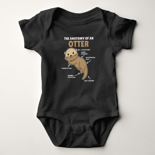 Cute Otter Explanation Anatomy Of An Otter Baby Bodysuit (Front)