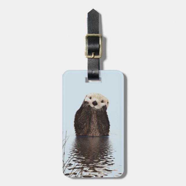 Cute Otter Face Nature Photo Luggage Tag (Front Vertical)