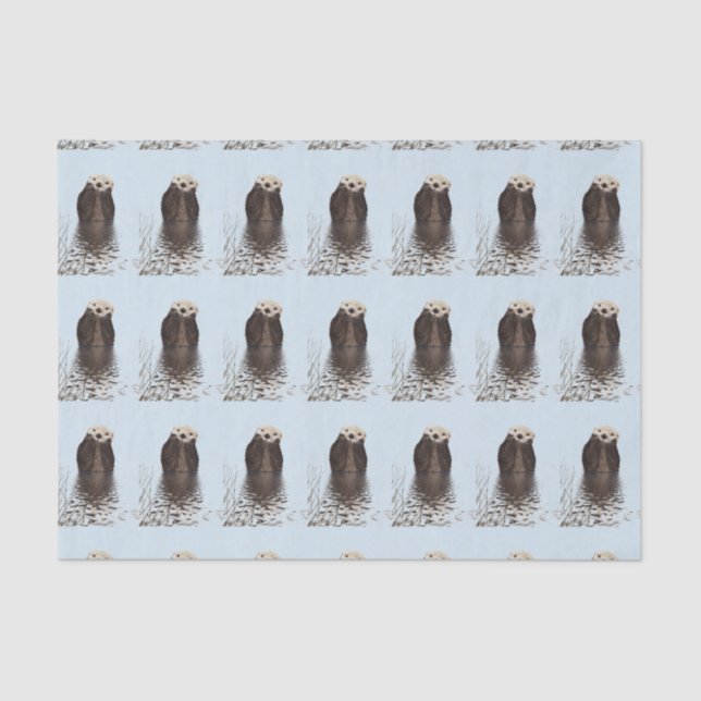 Cute Otter Face Nature Photo Tissue Paper (Front)