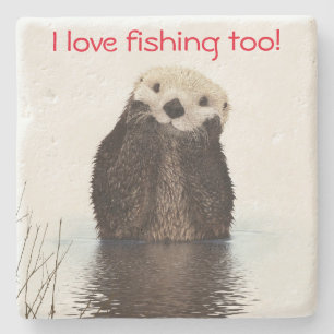 Cute Otter fishing coaster