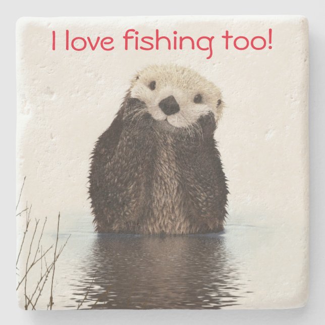 Cute Otter fishing coaster (Front)